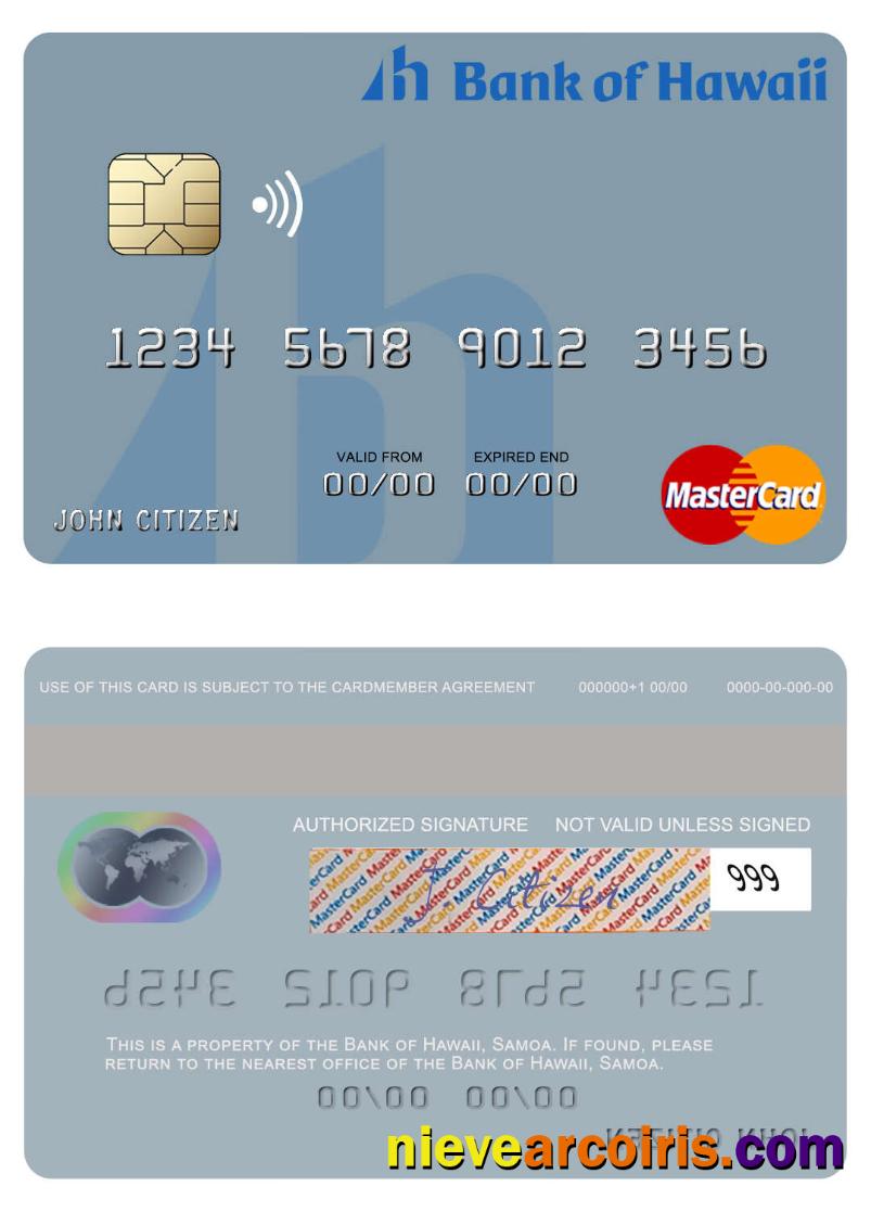 Samoa Bank of Hawaii mastercard